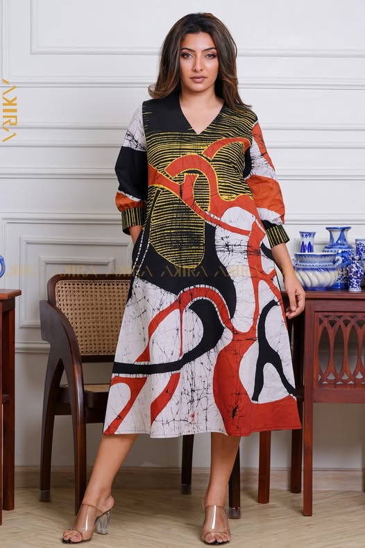 Dewdrop blush batik dress