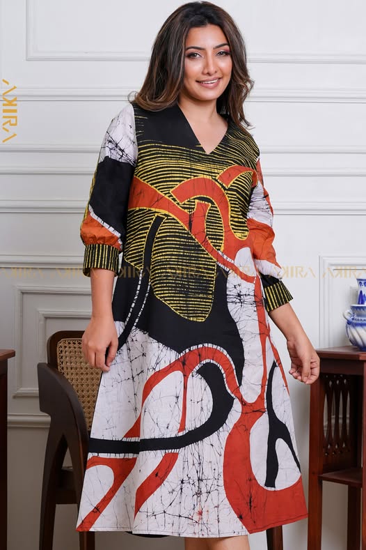 Dewdrop blush batik dress