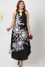 Wave Batik Cutaway Detailed Dress