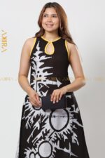 Wave Batik Cutaway Detailed Dress