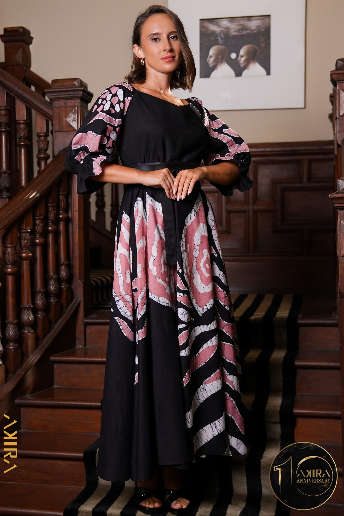 Midnight Charm Batik Flared Dress