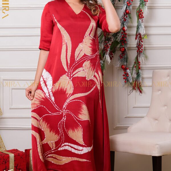 Rosabella Flame Silk Party Dress