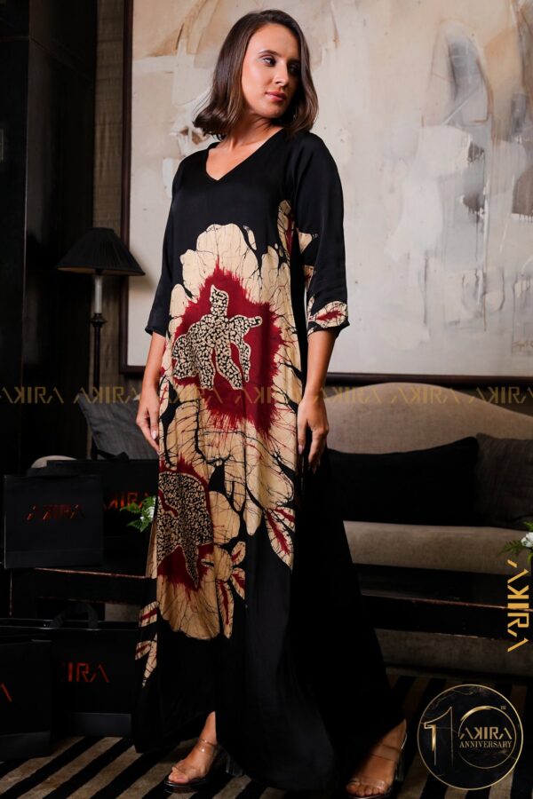 Rose cascade silk party dress