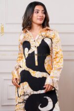 Golden designer silk dress