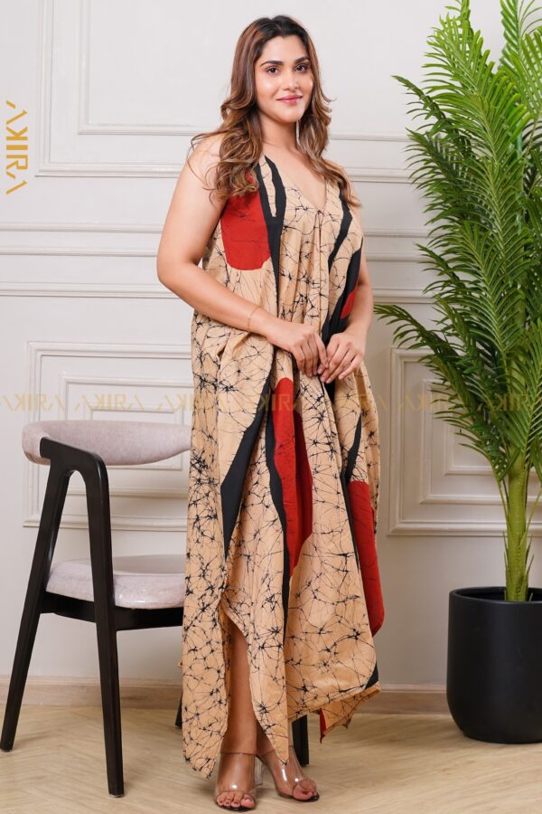 Ivory Modern Batik Flared Dress