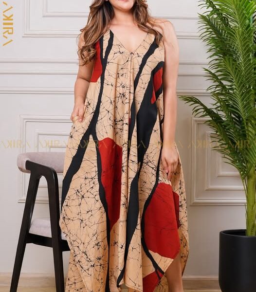 Ivory Modern Batik Flared Dress